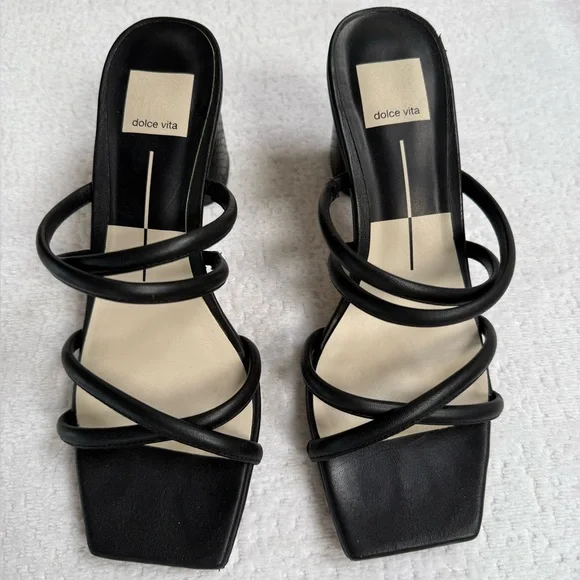 Dolce Vita Black Strappy Heels - Picture 1 of 4